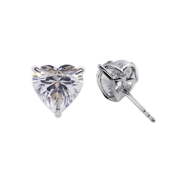 CARAT* London 9k White Gold 1ct White Camden Heart Studs - Steffans Jewellers