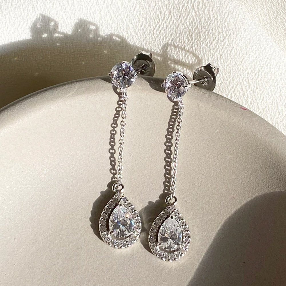CARAT* London Bee Pear Borderset Drop Earrings - Steffans Jewellers