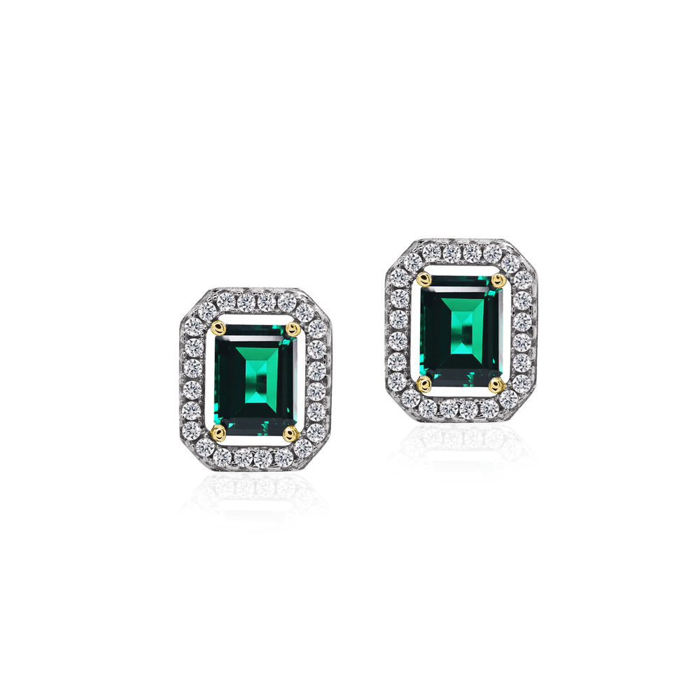 CARAT* London Eton Green Borderset Studs - Steffans Jewellers