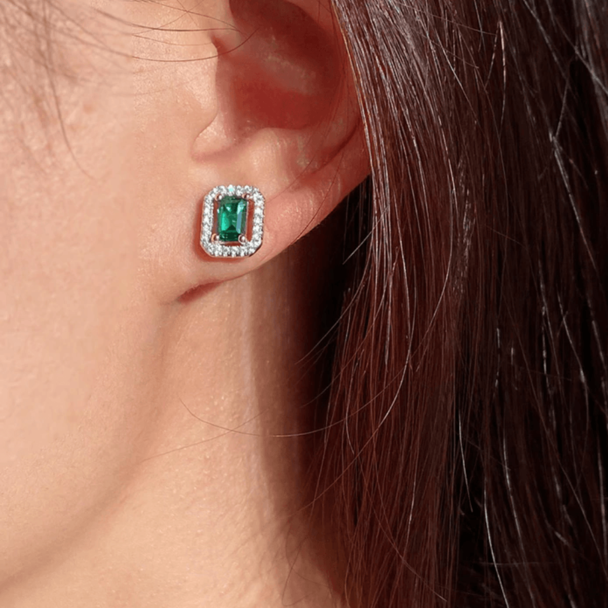 CARAT* London Eton Green Borderset Studs - Steffans Jewellers