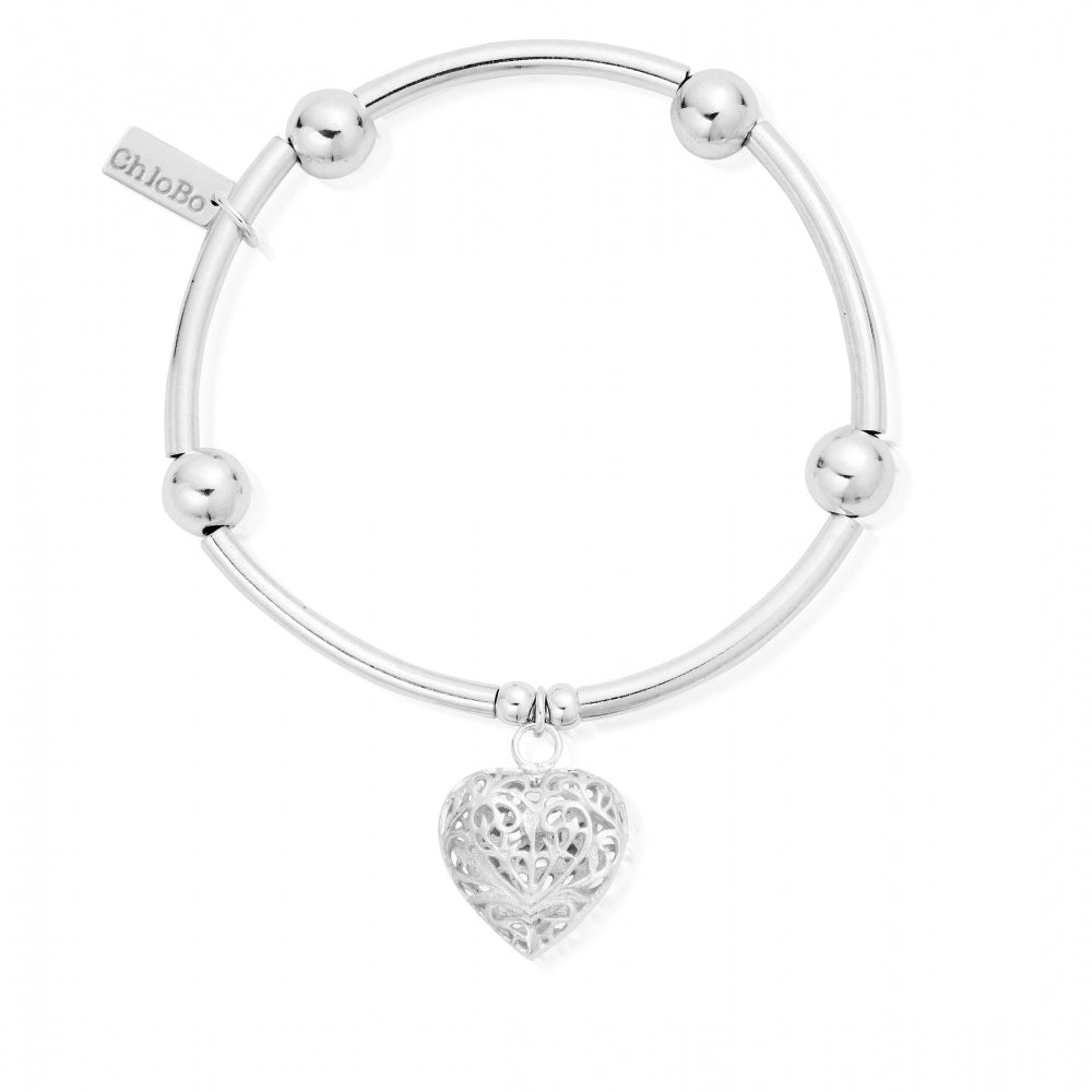 ChloBo Sterling Silver Noodle Ball Filigree Heart Bracelet - Steffans Jewellers