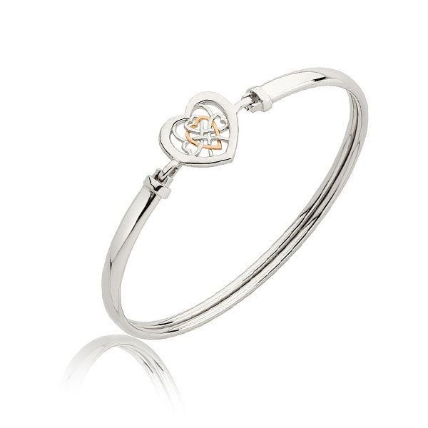 Clogau Welsh Royalty Heart Silver & Rose Gold Bangle