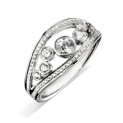 18ct White Gold Open Eternity Ring with Multi-Diamond Setting