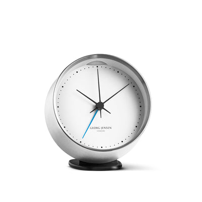 Georg Jensen HK Clock Alarm and Holder in White, 10cm - Steffans Jewellers