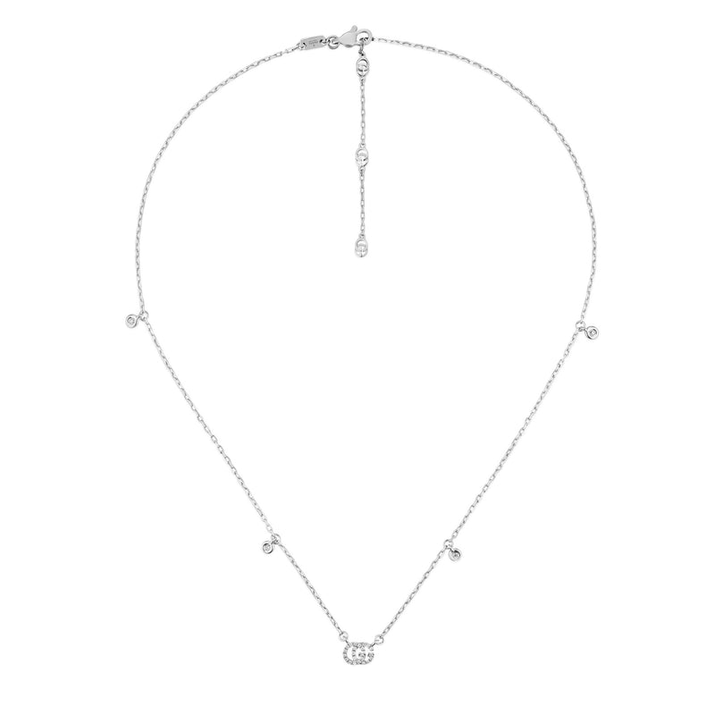 Gucci 18ct White Gold & Diamond Running G Necklace - Steffans Jewellers