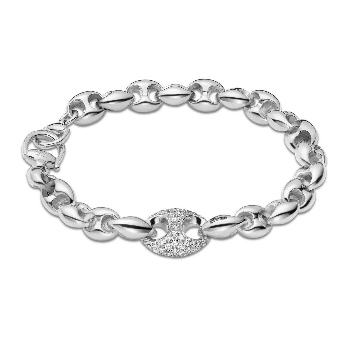 Gucci Bracelet Horsebit Marine Chain 18ct White Gold & Diamond - Steffans Jewellers