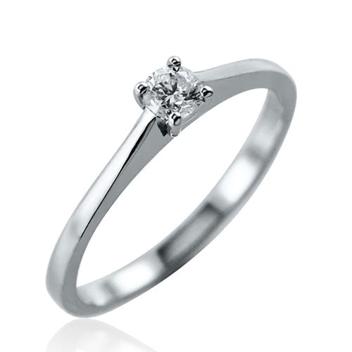 Steffans RBC Diamond Claw Set, Platinum Solitaire Engagement Ring (0.18ct)