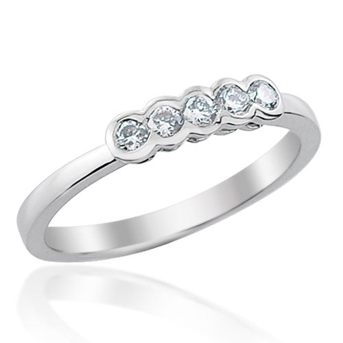 Steffans RBC Diamond Half Rub-Over 5 Stone Straight, Platinum Engagement Ring (0.20ct)