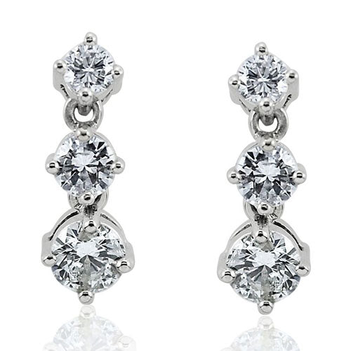 Steffans RBC Diamond Claw Set Platinum Drop Earrings (0.40ct)