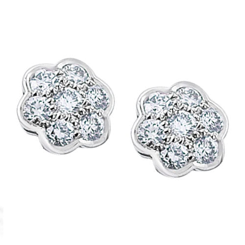 Steffans RBC Diamond Grain Set Cluster Platinum Stud Earrings (0.50ct)