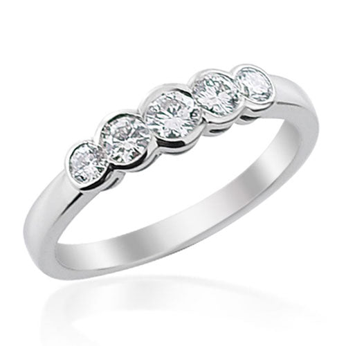 Steffans RBC Diamond Half Rub-Over 5 Stone Platinum Graduating Engagement Ring (0.40ct)