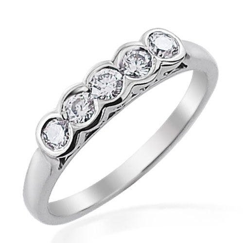 Steffans RBC Diamond Half Rub-Over 5 Stone Straight Platinum Engagement Ring (0.40ct)