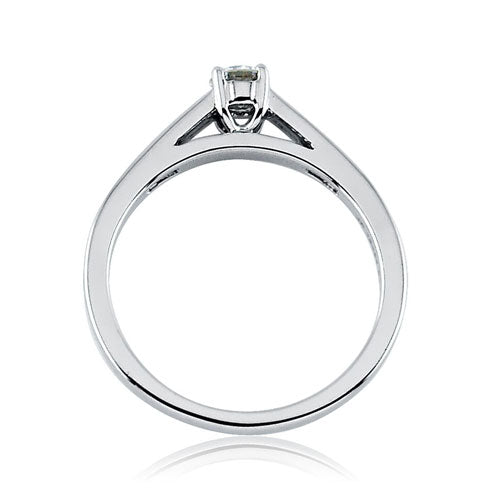Steffans RBC Diamond Platinum Solitaire Engagement Ring with Channel Set Diamond Shoulders (0.38ct)