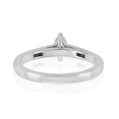 Steffans Marquise Cut Diamond Platinum Solitaire Engagement Ring with Channel Set Princess Cut Diamond Shoulders (0.33ct)