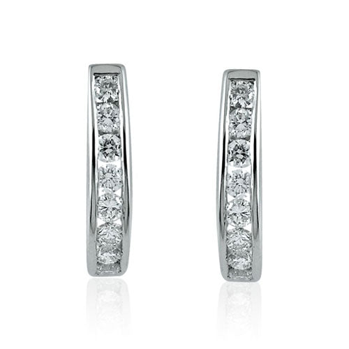Steffans RBC Diamond Channel Set Platinum Half Hoop Earrings (0.70ct)