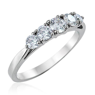 Steffans RBC Diamond Claw Set 5 Stone Platinum Engagement Ring (0.70ct)