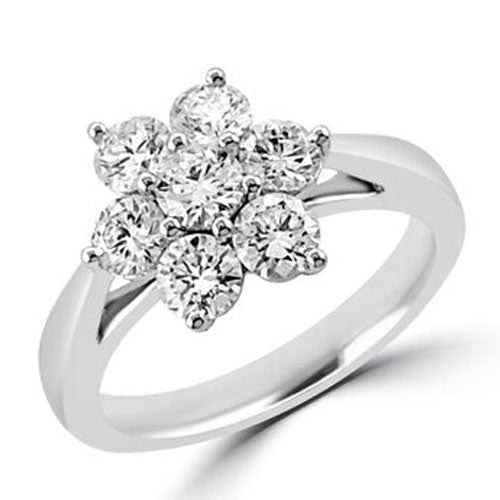 Steffans RBC Diamond Claw Set Platinum Cluster Engagement Ring  (1.40ct)