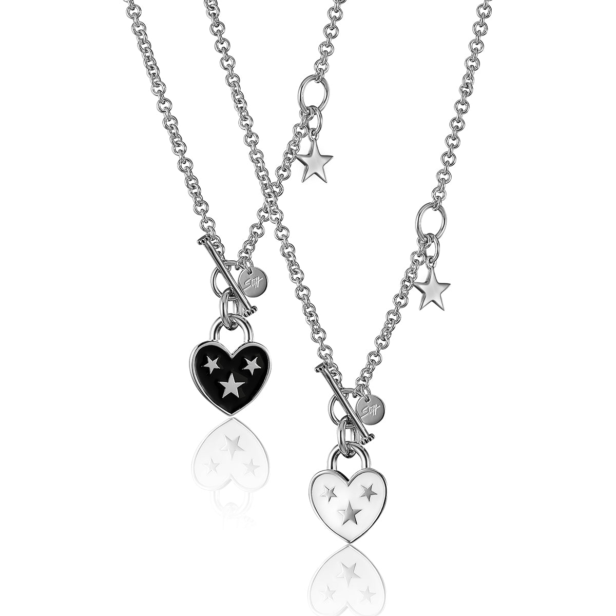 Steff Silver & Black Enamel Lovelock Necklace from Steffans Jewellers.