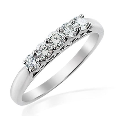 Steffans Princess Cut Diamond Claw Set 5 Stone Straight Platinum Engagement Ring (0.40ct) - Steffans Jewellers