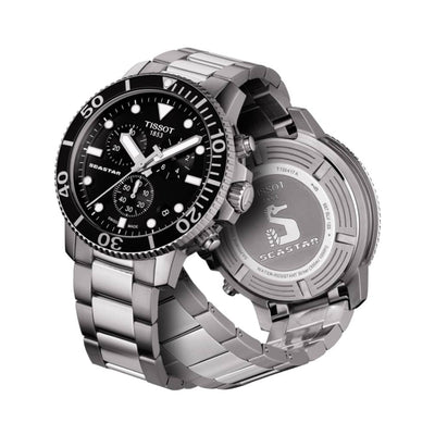 Tissot Black Dial 45mm Seastar 1000 Chronograph Quartz Men's  Watch