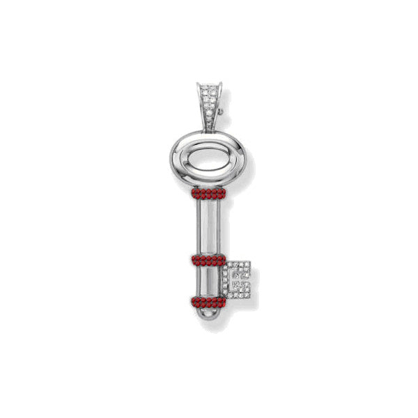 Theo Fennell Exclusive Limited Edition Sterling Silver, Diamond & Ruby Key Pendant
