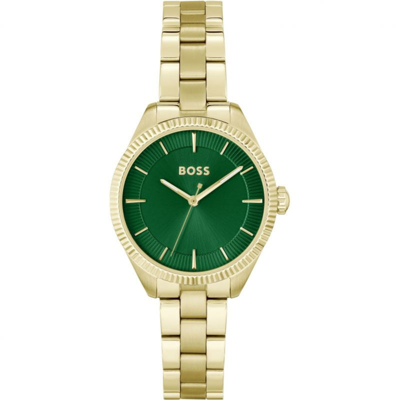 BOSS Sage 32mm Gold Stainless Steel Green Quartz Ladies Watch