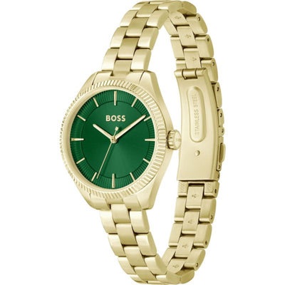 BOSS Sage 32mm Gold Stainless Steel Green Quartz Ladies Watch