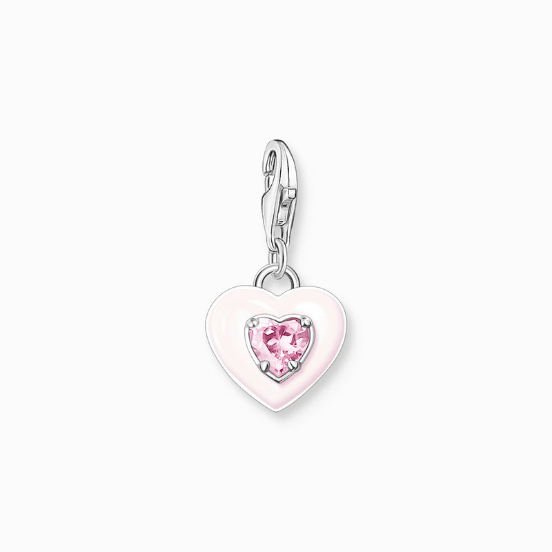 Thomas Sabo Silver Heart Charm With Pink Stone
