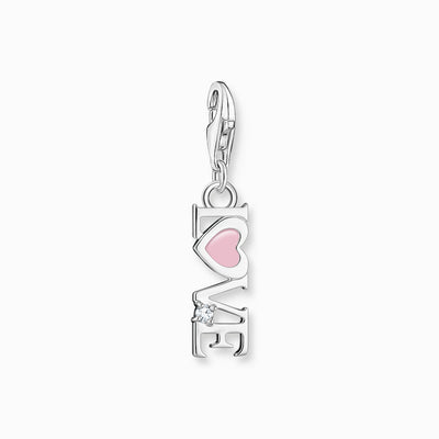 Thomas Sabo Silver 'LOVE' Charm With Pink Heart & Stone