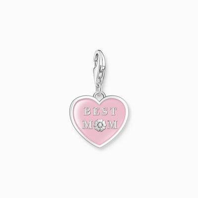 Thomas Sabo Charm Pendant Pink Heart With Best Mom Silver