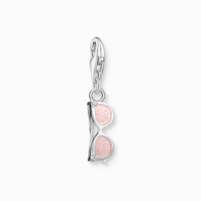 Thomas Sabo Pink & Silver Sunglasses Charm With White Stones