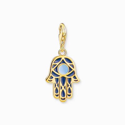 Thomas Sabo Charm Pendant Hand Of Fatima With Cold Enamel Yellow Gold Plated
