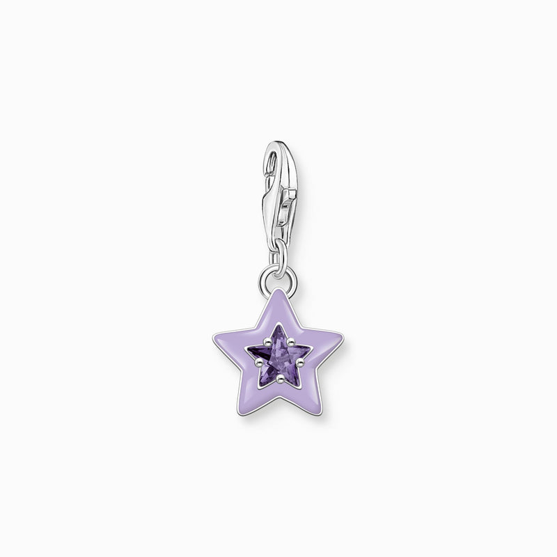 Thomas Sabo Charm Pendant Star With Amethyst Colored Stones And Cold Enamel Silver
