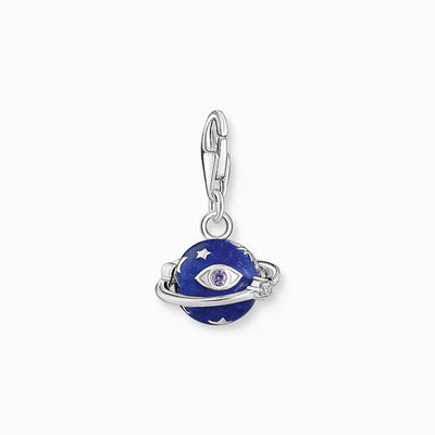 Thomas Sabo Charm Pendant Saturn With Dark Blue Cold Enamel And Fine Details Silver