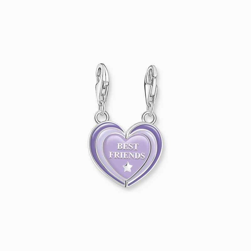 Thomas Sabo Charm Pendant Best Friends With Violet Cold Enamel Silver Blackened