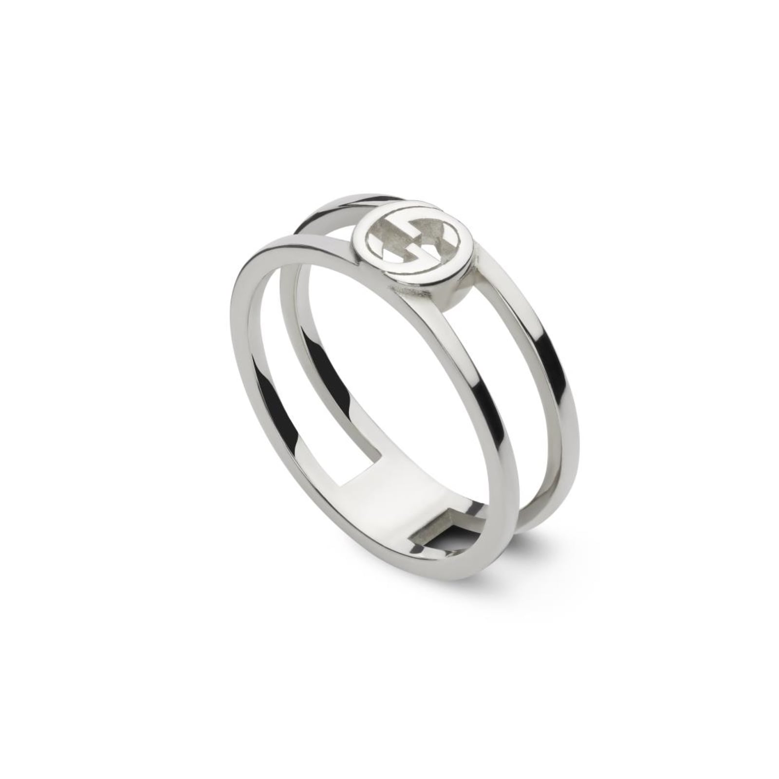 Gucci Interlocking Sterling Silver 6mm Double Row Ring