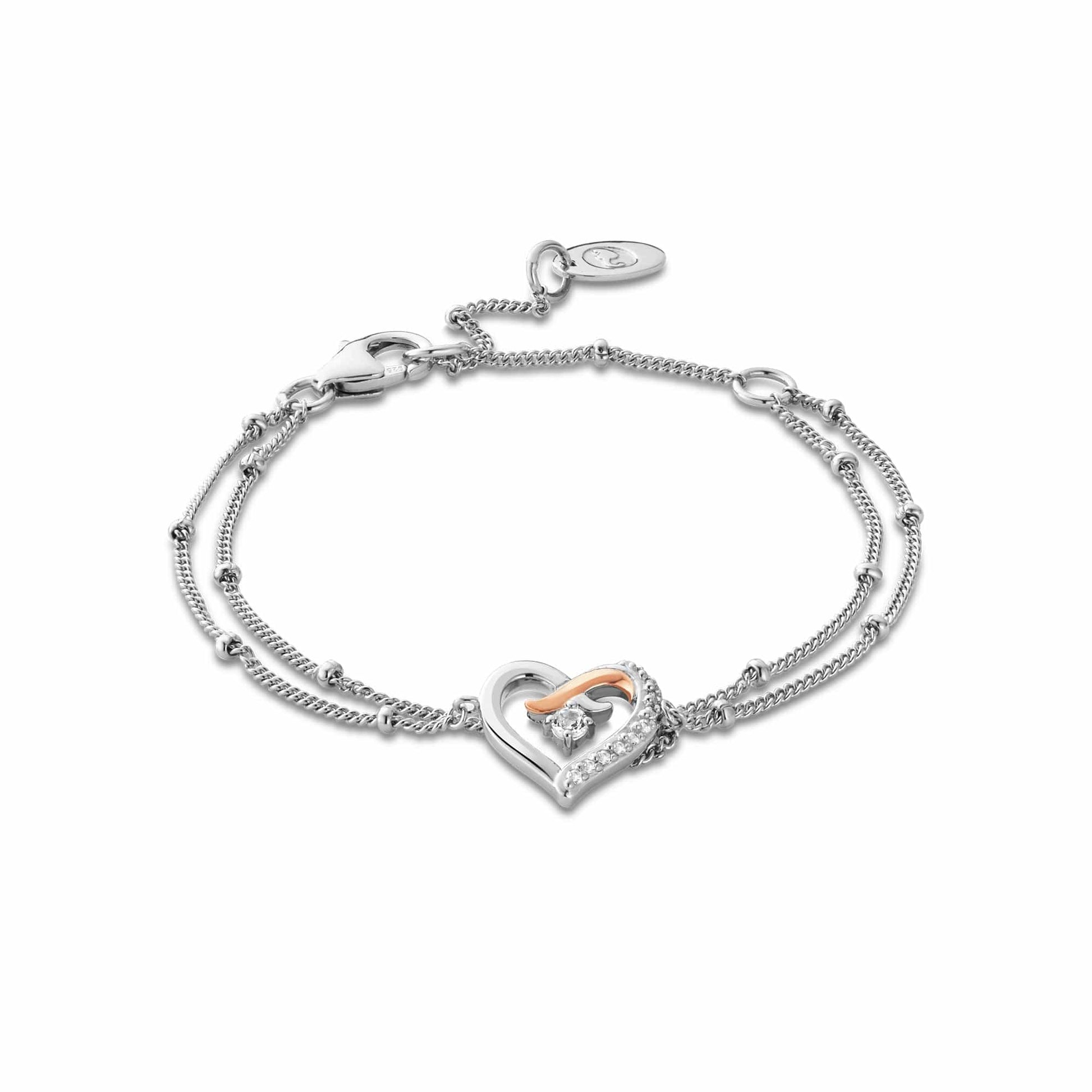 Clogau Forever Yours Sterling Silver Kiss Double-Chain Bracelet with Topaz