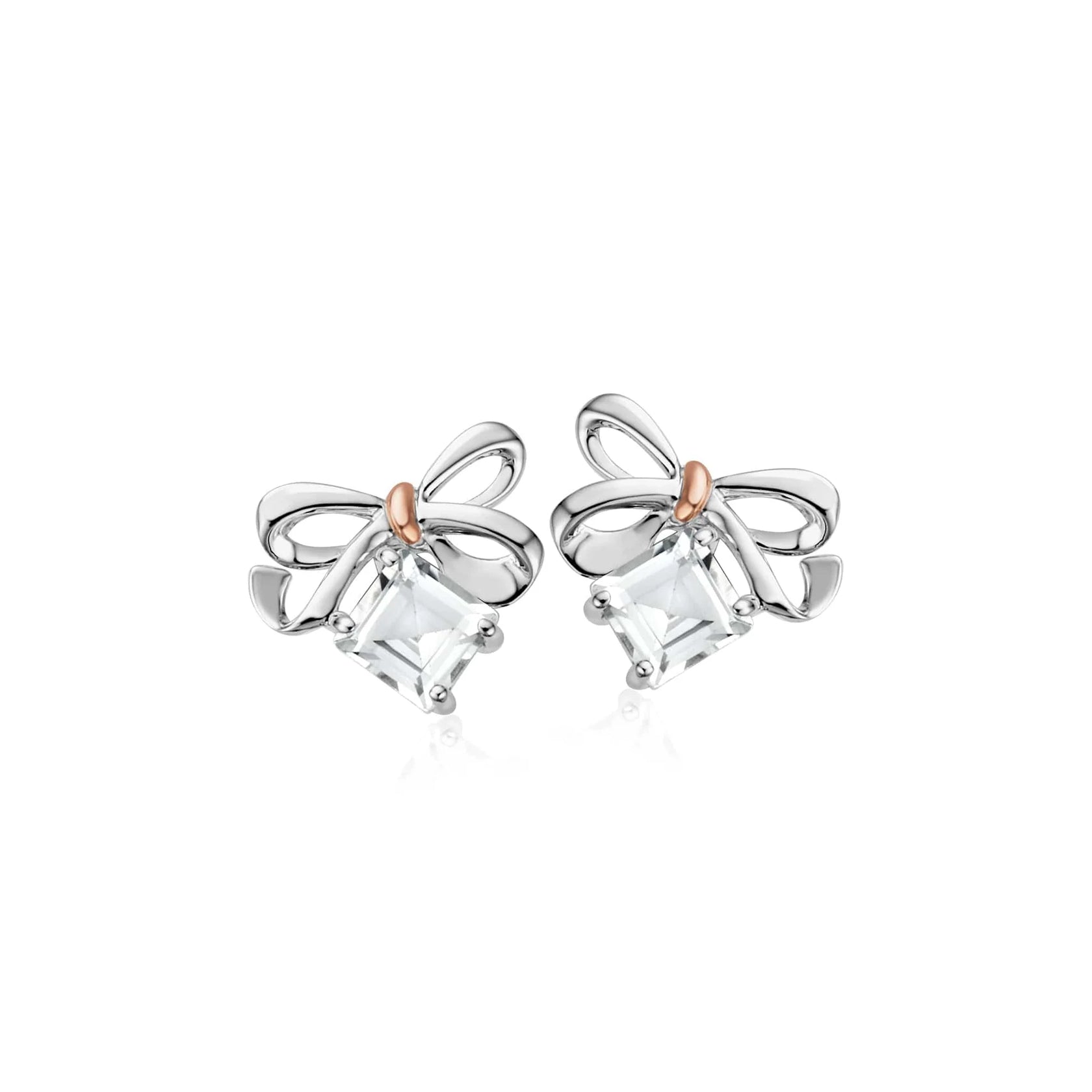 Clogau® White Topaz Christmas Bow Stud Earrings