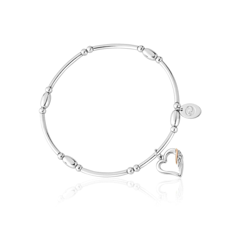 Clogau Past Present Future Heart Affinity White Topaz and Sterling Silver Ladies Bracelet