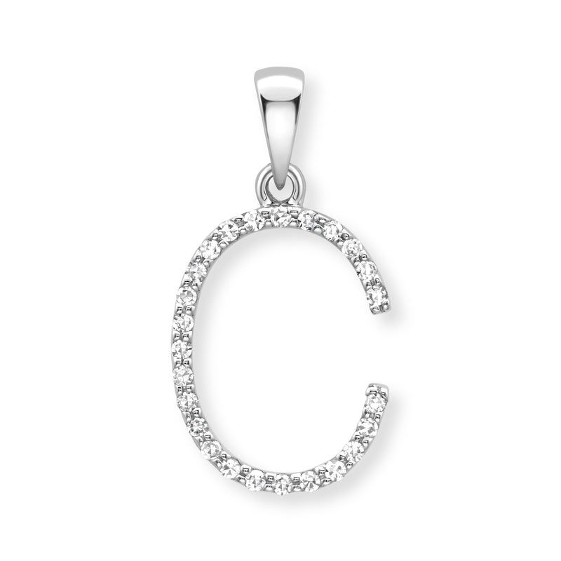 Steffans 9ct White Gold Diamond ‘C’ Initial Pendant Necklace