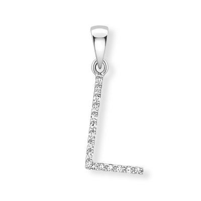 Steffans 9ct White Gold Diamond 'L’ Initial Pendant Necklace