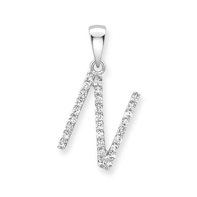 Steffans 9ct White Gold Diamond 'N’ Initial Pendant Necklace