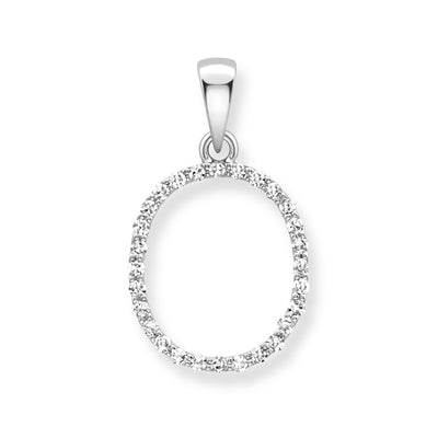 Steffans 9ct White Gold Diamond 'O’ Initial Pendant Necklace
