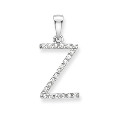 Steffans 9ct White Gold Diamond 'Z’ Initial Pendant Necklace