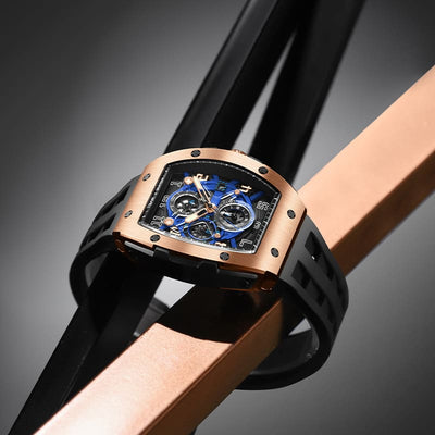 Tsar Bomba Elemental Series-Quartz Rose Gold & Blue Dial Watch