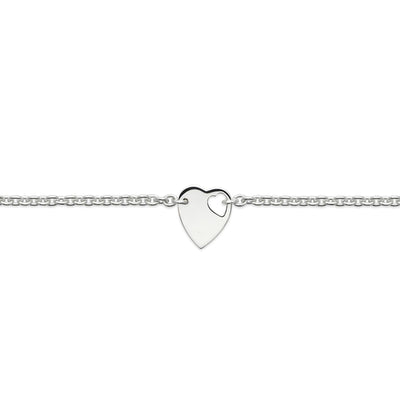 Gucci Sterling Silver Trademark Heart Bracelet