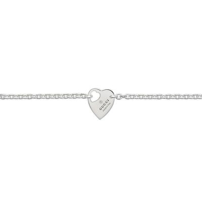 Gucci Sterling Silver Trademark Heart Bracelet