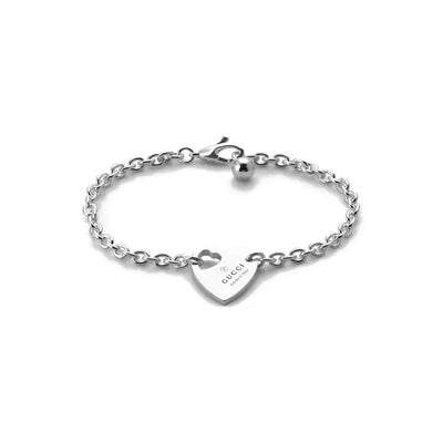 Gucci Sterling Silver Trademark Heart Bracelet