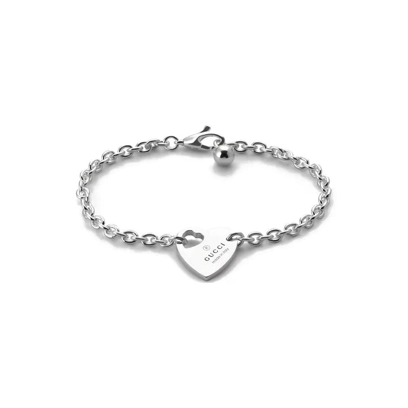 Gucci Sterling Silver Trademark Heart Bracelet