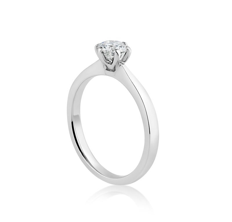 White Gold Solitaire Ring With Round Brilliant-Cut Diamond